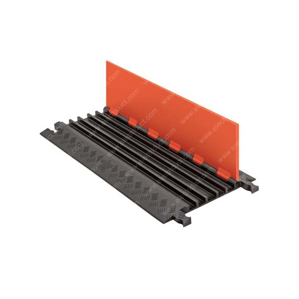 Cable Protector, 1-7/8 in H, 36 in L, 19-3/4 in W, 5 Channel, Polyurethane, Black, Yellow